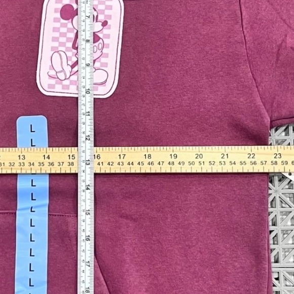 NWT Disney Mickey and Friends Full Zip Hoodie Women's Large Red Patches - Picture 10 of 13